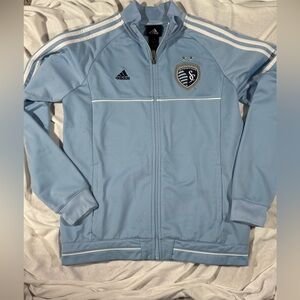 Light Blue Soccer Warm-Up Jacket Adidas Sporting Kansas City Youth